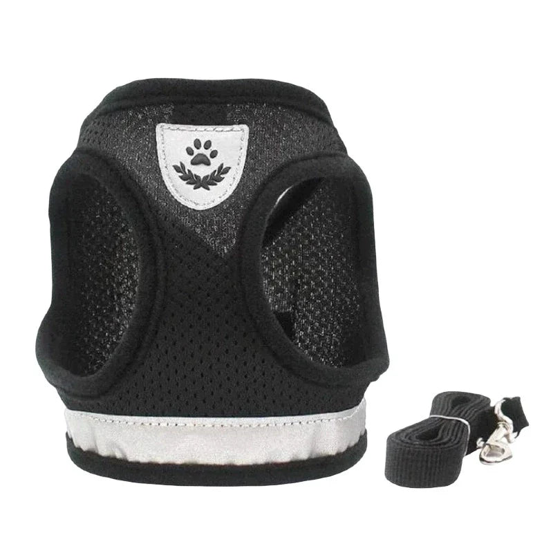 Coleira Peitoral Cachorro e Gato, conjunto de guia + coleira tipo colete para pet pequenos e médios